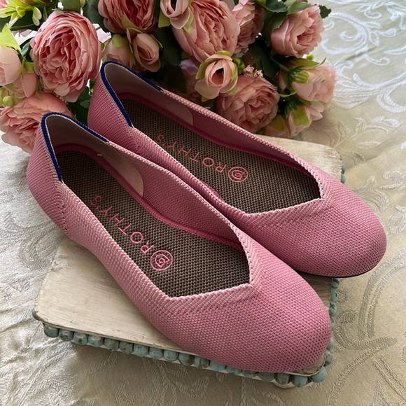 {🌟HP 🌟 Rothys} Retired Begonia Pink flats EUC - Picture 1 of 3